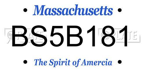 BS5B181 Massachusetts License Plate