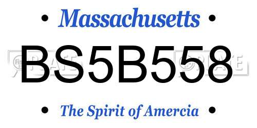 BS5B558 Massachusetts License Plate