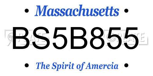 BS5B855 Massachusetts License Plate