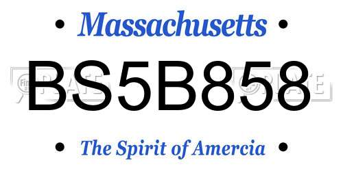 BS5B858 Massachusetts License Plate