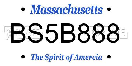 BS5B888 Massachusetts License Plate
