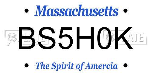 BS5H0K Massachusetts License Plate
