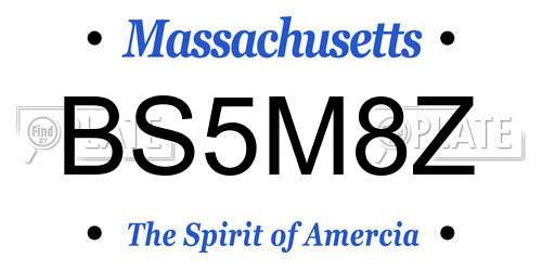 BS5M8Z Massachusetts License Plate