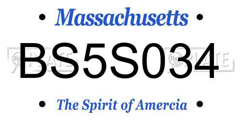 BS5S034 Massachusetts License Plate