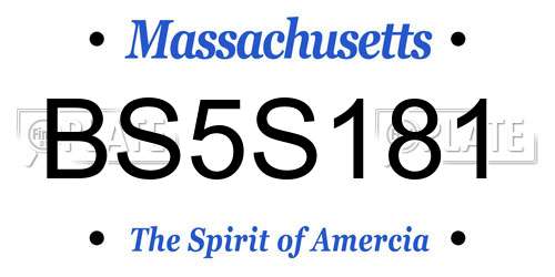 BS5S181 Massachusetts License Plate