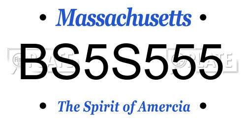 BS5S555 Massachusetts License Plate