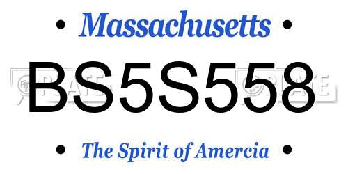 BS5S558 Massachusetts License Plate