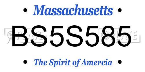 BS5S585 Massachusetts License Plate
