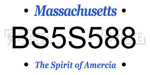 BS5S588 Massachusetts License Plate
