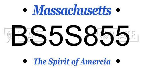 BS5S855 Massachusetts License Plate