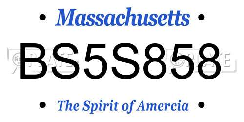 BS5S858 Massachusetts License Plate