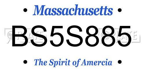 BS5S885 Massachusetts License Plate
