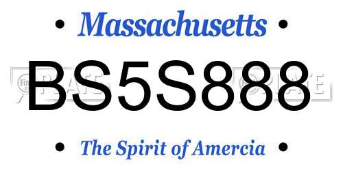 BS5S888 Massachusetts License Plate