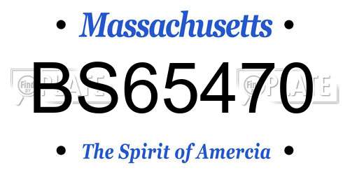 BS65470 Massachusetts License Plate