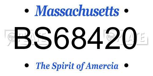 BS68420 Massachusetts License Plate