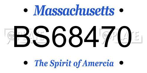 BS68470 Massachusetts License Plate