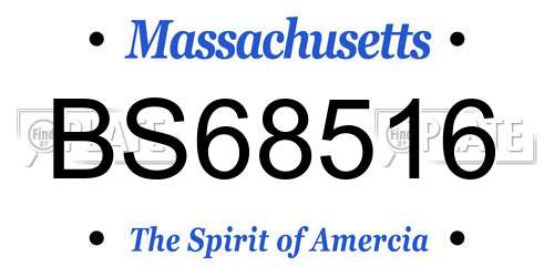 BS68516 Massachusetts License Plate