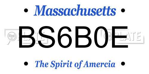 BS6B0E Massachusetts License Plate