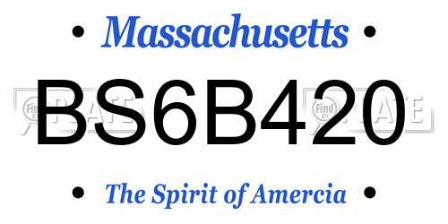 BS6B420 Massachusetts License Plate
