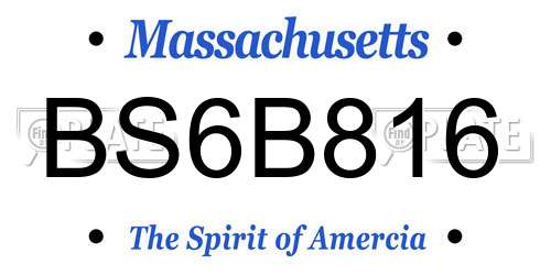 BS6B816 Massachusetts License Plate