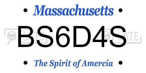 BS6D4S Massachusetts License Plate