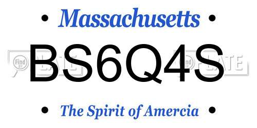 BS6Q4S Massachusetts License Plate