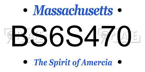 BS6S470 Massachusetts License Plate
