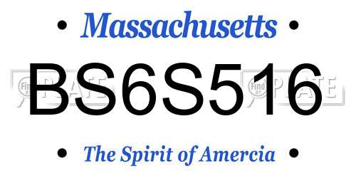 BS6S516 Massachusetts License Plate