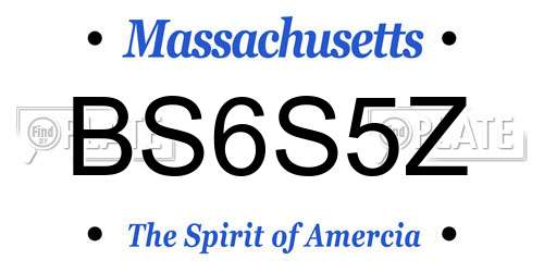 BS6S5Z Massachusetts License Plate
