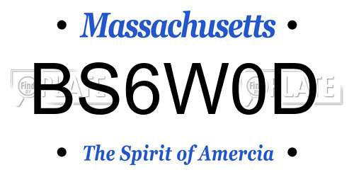 BS6W0D Massachusetts License Plate