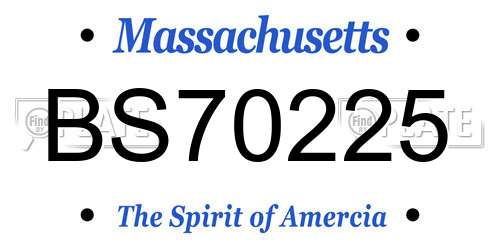 BS70225 Massachusetts License Plate