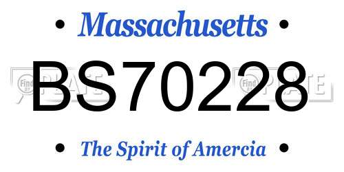 BS70228 Massachusetts License Plate