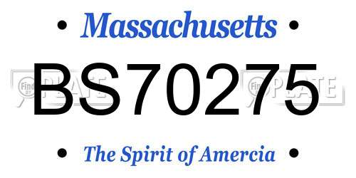BS70275 Massachusetts License Plate