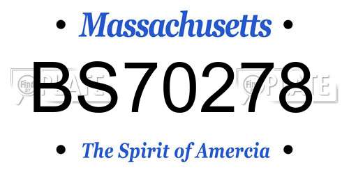 BS70278 Massachusetts License Plate