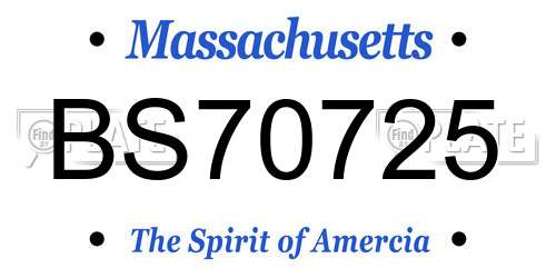 BS70725 Massachusetts License Plate