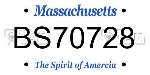 BS70728 Massachusetts License Plate