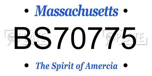BS70775 Massachusetts License Plate