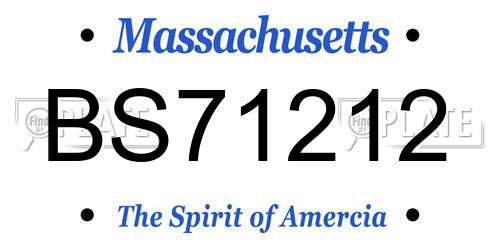 BS71212 Massachusetts License Plate