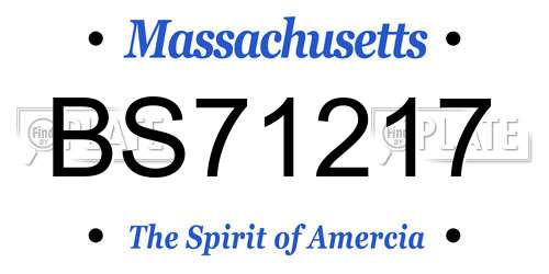 BS71217 Massachusetts License Plate