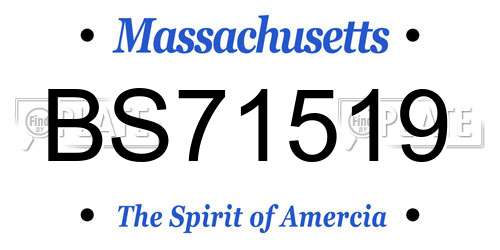 BS71519 Massachusetts License Plate