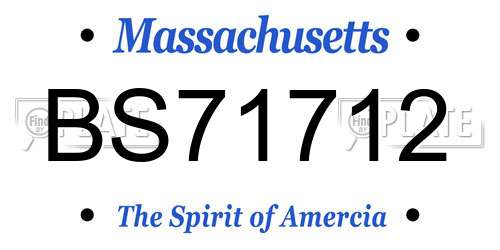 BS71712 Massachusetts License Plate