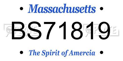 BS71819 Massachusetts License Plate