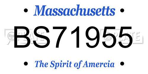 BS71955 Massachusetts License Plate