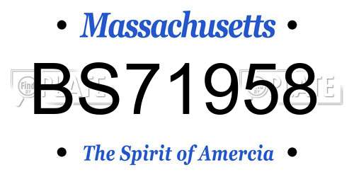 BS71958 Massachusetts License Plate