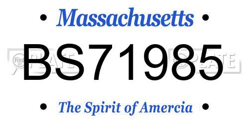 BS71985 Massachusetts License Plate