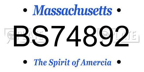 BS74892 Massachusetts License Plate