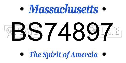 BS74897 Massachusetts License Plate