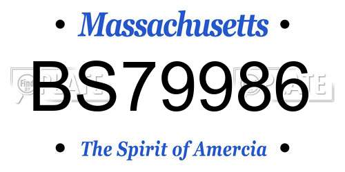 BS79986 Massachusetts License Plate