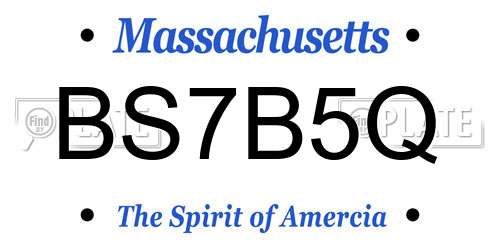 BS7B5Q Massachusetts License Plate