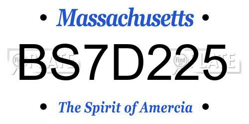 BS7D225 Massachusetts License Plate
